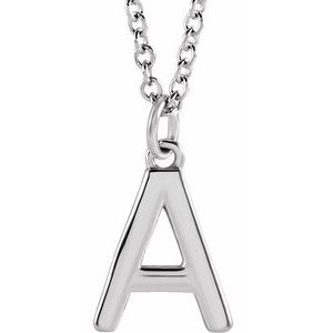 14K White Gold 18 In Polished Initial Necklace