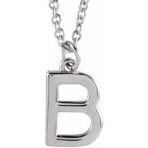 14K White Gold 18 In Polished Initial Necklace
