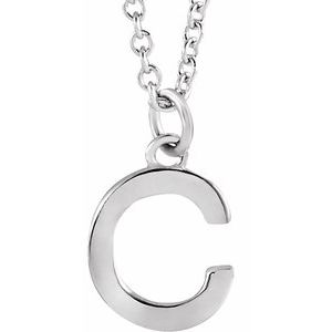 14K White Gold 18 In Polished Initial Necklace