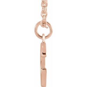 14K Rose Gold 9.5 X 6.7 Mm 18 In Polished Initial Necklace