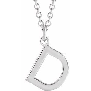 Sterling Silver 18 In Polished Initial Necklace