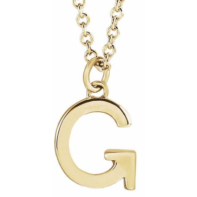 14K Yellow Or White Gold Or Sterling Silver 16 In Polished Initial Necklace