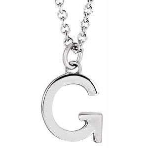 Sterling Silver 16 In Polished Initial Necklace