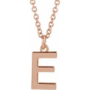 14K Rose Gold 9.5 X 6.7 Mm 18 In Polished Initial Necklace