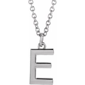 Sterling Silver 18 In Polished Initial Necklace