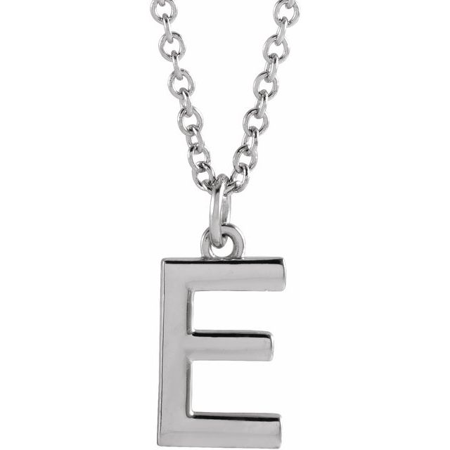 14K Yellow Or White Gold Or Sterling Silver 16 In Polished Initial Necklace