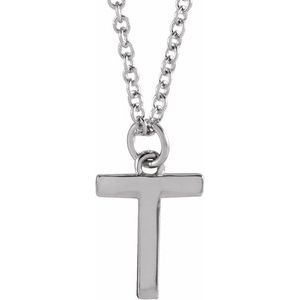 14K White Gold 18 In Polished Initial Necklace