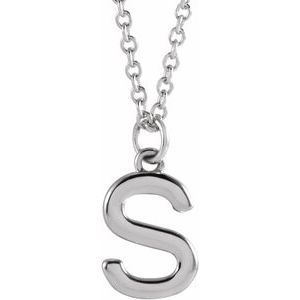 Sterling Silver 18 In Polished Initial Necklace