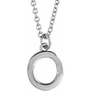 14K White Gold 18 In Polished Initial Necklace