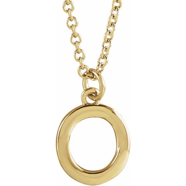 14K Yellow Or White Gold Or Sterling Silver 16 In Polished Initial Necklace