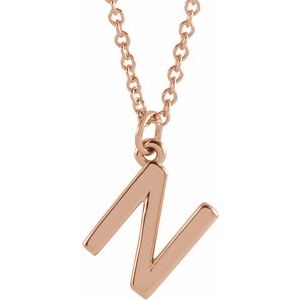 18K Rose Gold Gold-Plated Sterling Silver Initial 18 In Polished Initial Necklace