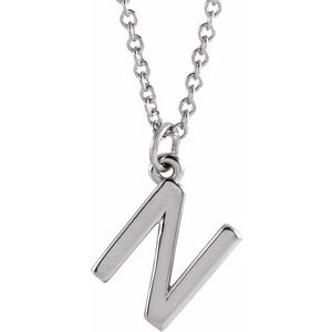 Sterling Silver 18 In Polished Initial Necklace