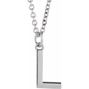 Sterling Silver 18 In Polished Initial Necklace