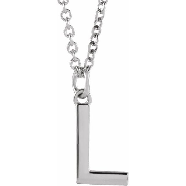 14K Yellow Or White Gold Or Sterling Silver 16 In Polished Initial Necklace
