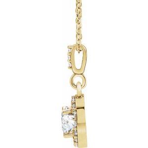 14K Yellow Gold Round 4.8Mm Gh Si1-Si2 5/8 Ctw Lab-Grown Diamond Necklace, Length: 18 In
