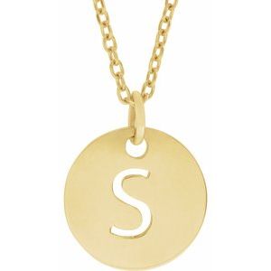 18K Yellow or Rose Gold-Plated Sterling Silver 10 Mm 16-18 In Polished Initial Disc Necklace