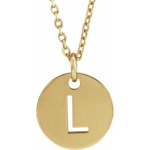 18K Yellow or Rose Gold-Plated Sterling Silver 10 Mm 16-18 In Polished Initial Disc Necklace