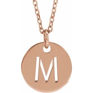 18K Yellow or Rose Gold-Plated Sterling Silver 10 Mm 16-18 In Polished Initial Disc Necklace