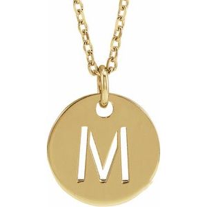 18K Yellow or Rose Gold-Plated Sterling Silver 10 Mm 16-18 In Polished Initial Disc Necklace