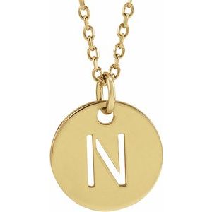 18K Yellow or Rose Gold-Plated Sterling Silver 10 Mm 16-18 In Polished Initial Disc Necklace