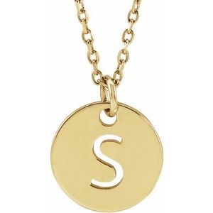 18K Yellow or Rose Gold-Plated Sterling Silver 10 Mm 16-18 In Polished Initial Disc Necklace