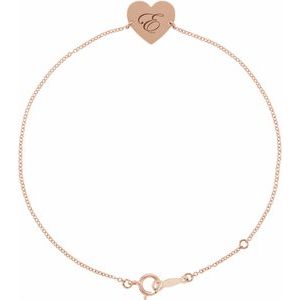18K Rose Gold-Plated Sterling Silver 12 X 11 Mm 7-8 In Polished Engravable Heart-Shaped Bracelet