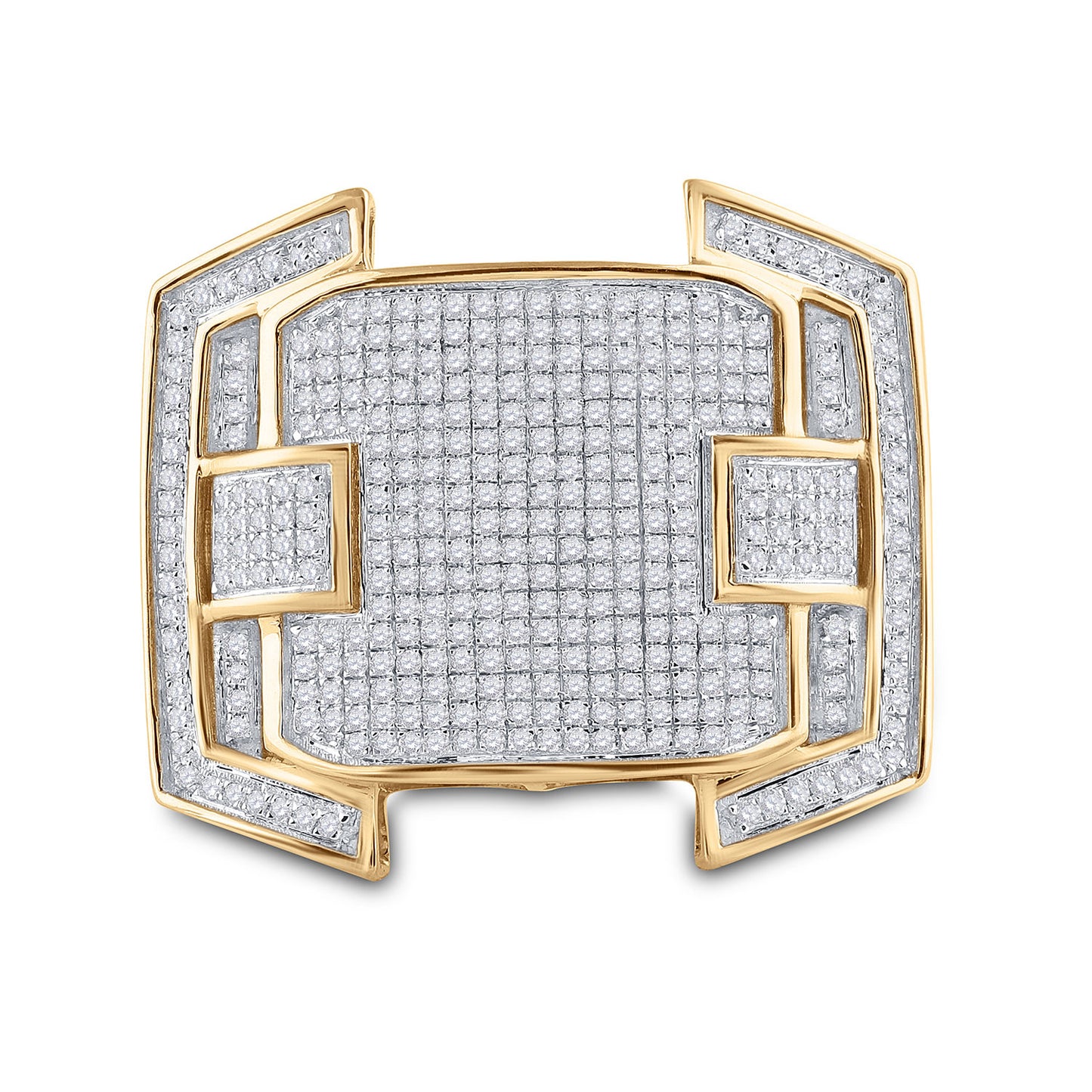 10K Yellow Gold Mens Round Diamond Cluster Ring 5/8 Cttw, Mens Size: 7-13