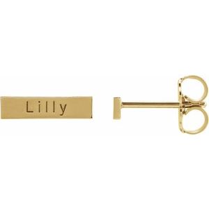14K Yellow Gold Engravable Bar Earrings