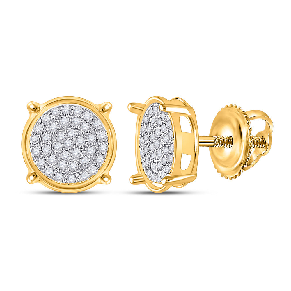 10K Yellow Gold Womens Round Diamond Circle Earrings 1/8 Cttw, Length: 0.28 In, Width: 0.28 In