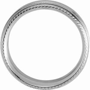 14K White Gold 6 Mm Polished Design Band Size 10