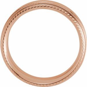 14K Rose Gold 6 Mm Polished Design Band Size 11.5