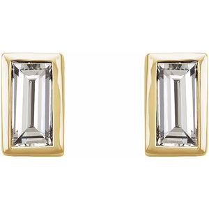 14K Yellow Gold Straight Baguette 3 X 1.5Mm Si2-Si3, Ghi .08 Ctw Natural Diamond Bezel-set Friction Back Earrings