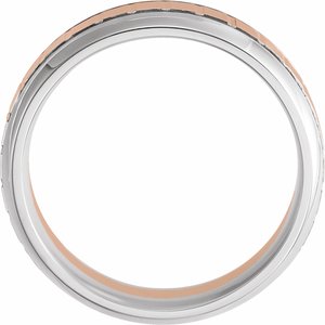 14K Rose/White Gold 6 mm Grooved Band with Brushed & Polished Finish Size 8.5