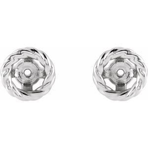 14K White Gold 4 Mm Pair Polished Rope Style Earring Jackets