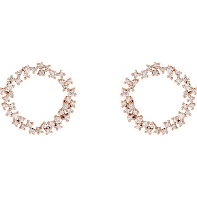 14K Rose Gold Round Friction Back Polished 3/4 Ctw Natural Diamond Earrings