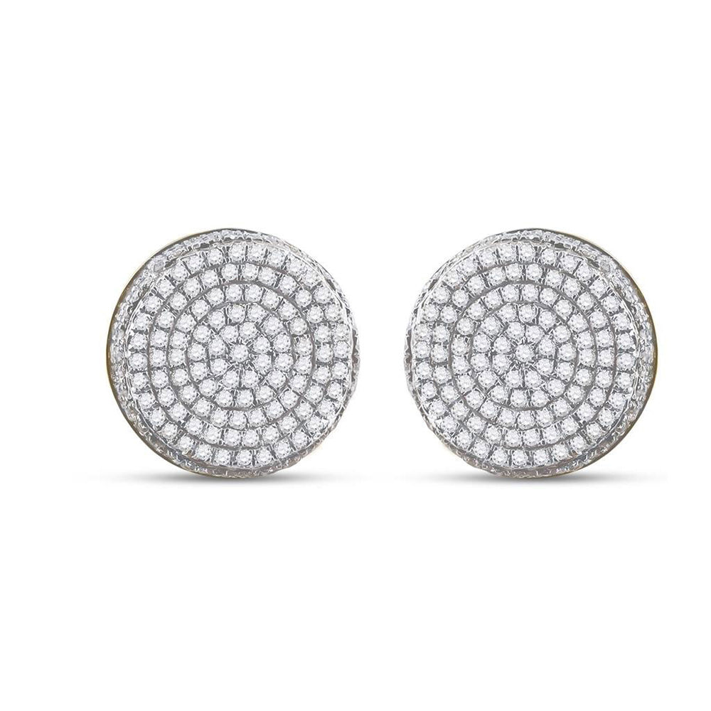 10K Yellow Gold Round Diamond Circle Cluster Stud Earrings 5/8 Cttw