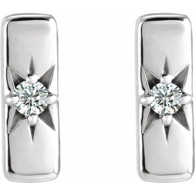 14K White Or Rose Gold 2 Mm Round Friction Back Polished .07 Ctw Lab-Grown Diamond Bar Earrings