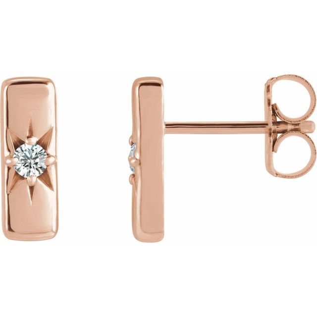 14K White Or Rose Gold 2 Mm Round Friction Back Polished .07 Ctw Lab-Grown Diamond Bar Earrings