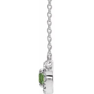 14K White Gold Oval 7 X 5Mm G-H I1 Natural Peridot And 1/6 Ctw Natural Diamond Necklace, Length: 18 In