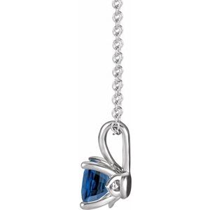 Sterling Silver Round 4 Mm Lab-Grown Blue Sapphire Necklace, Length: 18 In
