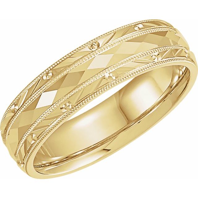 14K Yellow Gold Gold Polished Design Band, Size 10.5