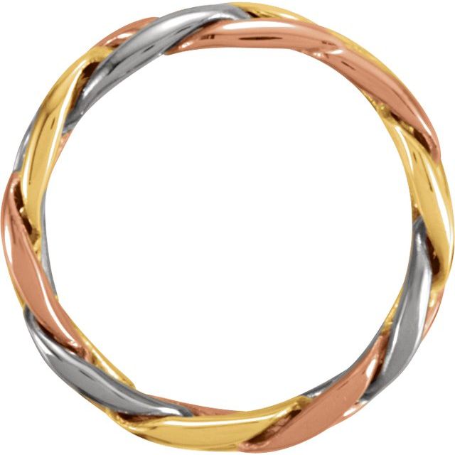 14K Yellow/White/Rose Gold 4.75 Mm Polished Woven Standard-Fit Band, Size 7.5