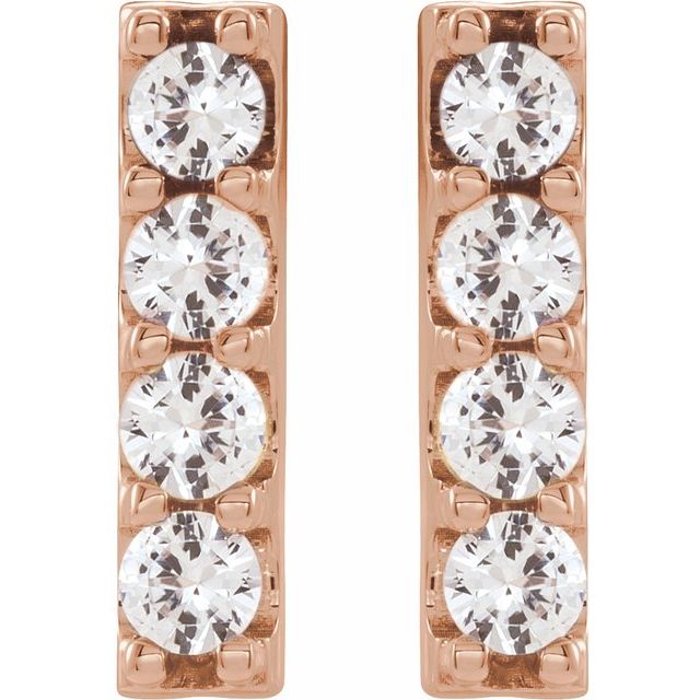 14K Yellow Or White Or Rose Gold 2.5 Mm Round Friction Back Polished 1/2 Ctw Lab-Grown Diamond Bar Earrings