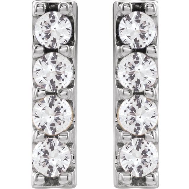 14K Yellow Or White Or Rose Gold 2.5 Mm Round Friction Back Polished 1/2 Ctw Lab-Grown Diamond Bar Earrings