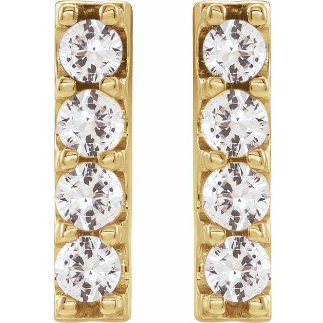 14K Yellow Or White Or Rose Gold 2.5 Mm Round Friction Back Polished 1/2 Ctw Lab-Grown Diamond Bar Earrings