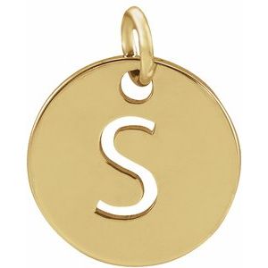 18K Yellow Or Rose Gold-Plated Sterling Silver 10 Mm Polished Initial Disc Pendant