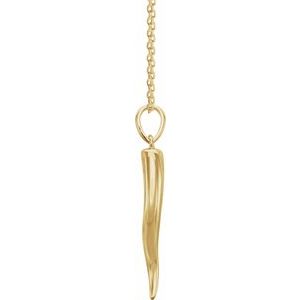 14K Yellow Gold 20.7 X 4.8 Mm 16-18 In Polished Italian Horn Necklace