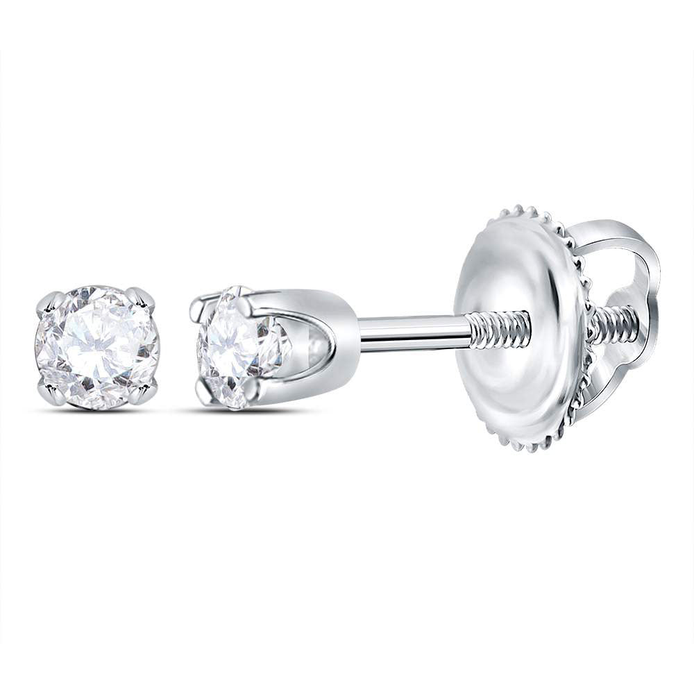 14K White Or Yellow Gold Womens Round Diamond Solitaire Earrings