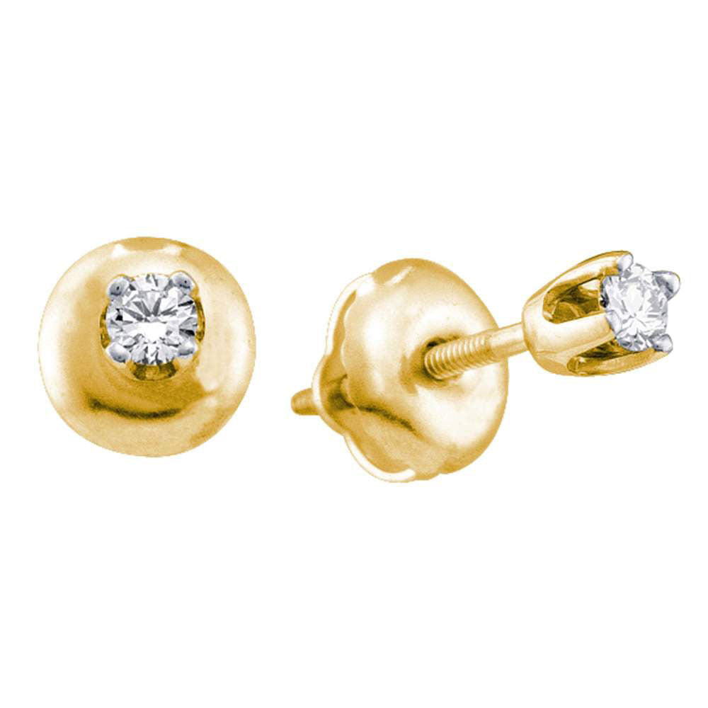 14K White Or Yellow Gold Womens Round Diamond Solitaire Earrings