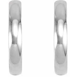 14K White Gold Or Sterling Silver Pair Hinged Polished Huggie Hoop Earrings, Length: 16 Mm, Thickness: 2.9 Mm